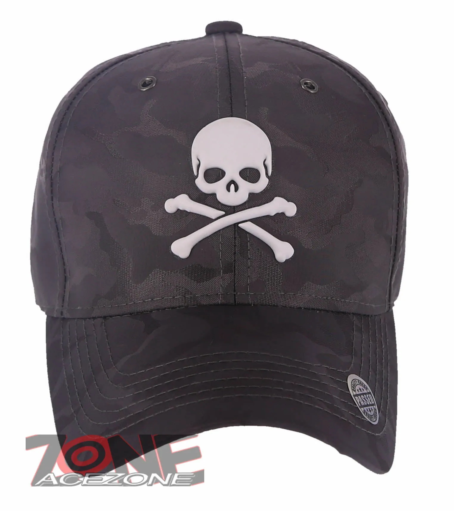 NEW! SKELETON PIRATE BASEBALL CAP HAT CAMOUFLAGE GRAY