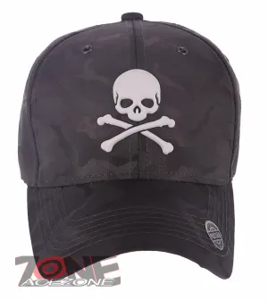 NEW! SKELETON PIRATE BASEBALL CAP HAT CAMOUFLAGE GRAY