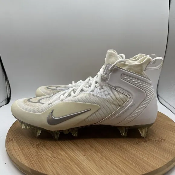 Nike Alpha Huarache 8 Elite LAX Lacrosse Cleats Mens Size 8.5 White CW4440-110