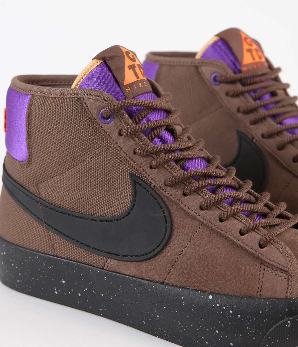 Nike SB Blazer Mid Pro GT QS Shoes - Trails End Brown / Black - Prism Violet