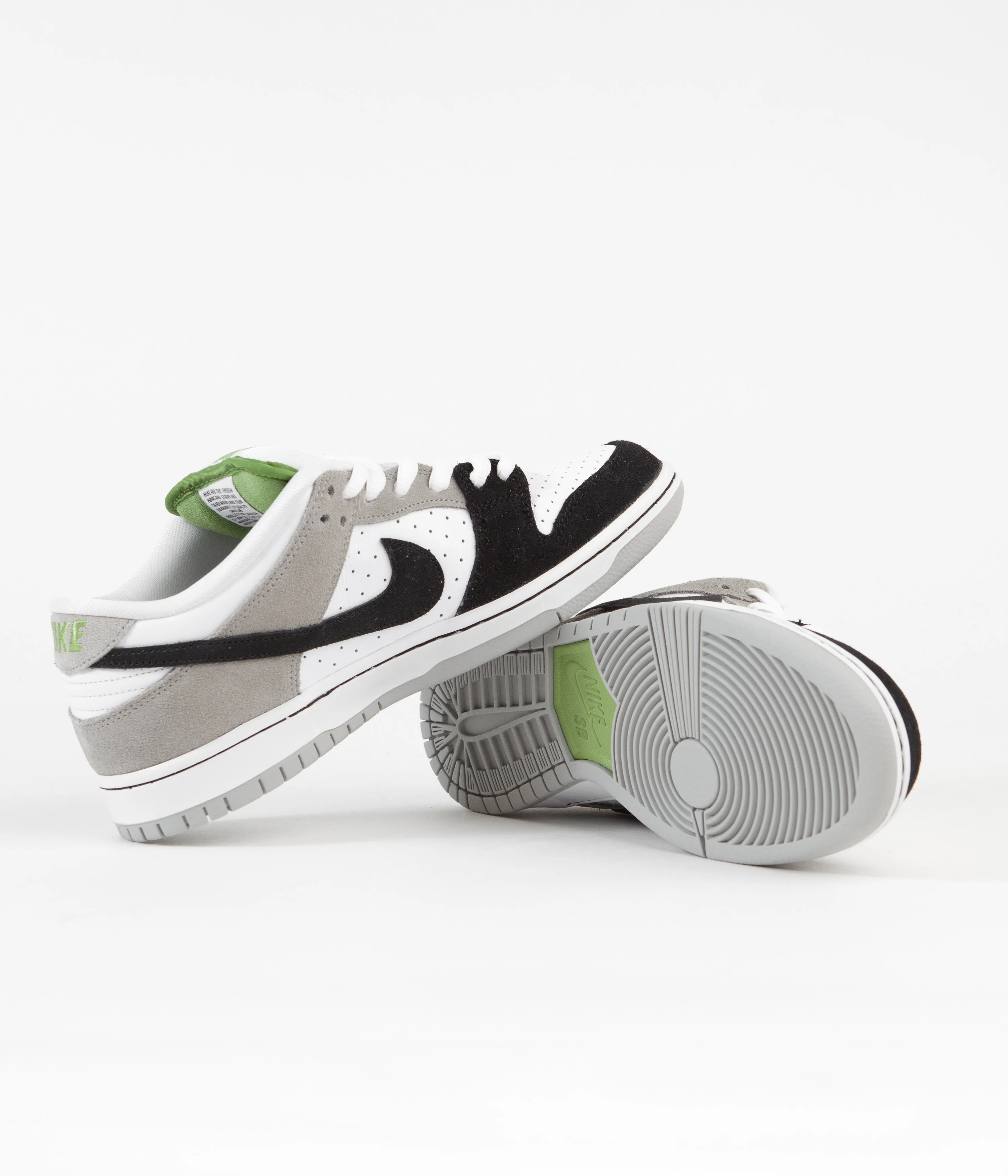 Nike SB Dunk Low Pro 'Chlorophyll' Shoes - Medium Grey / Black - White - Chlorophyll