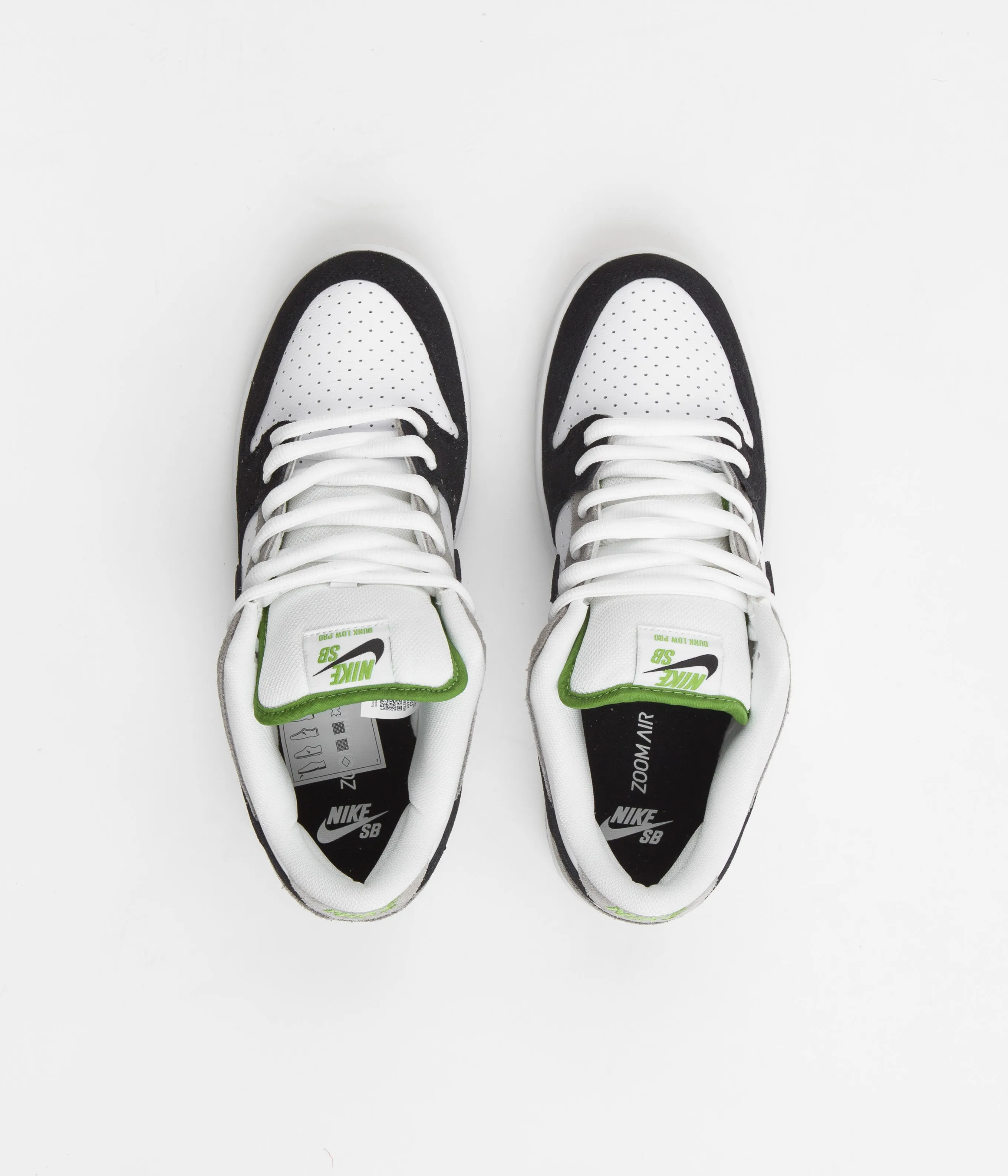 Nike SB Dunk Low Pro 'Chlorophyll' Shoes - Medium Grey / Black - White - Chlorophyll