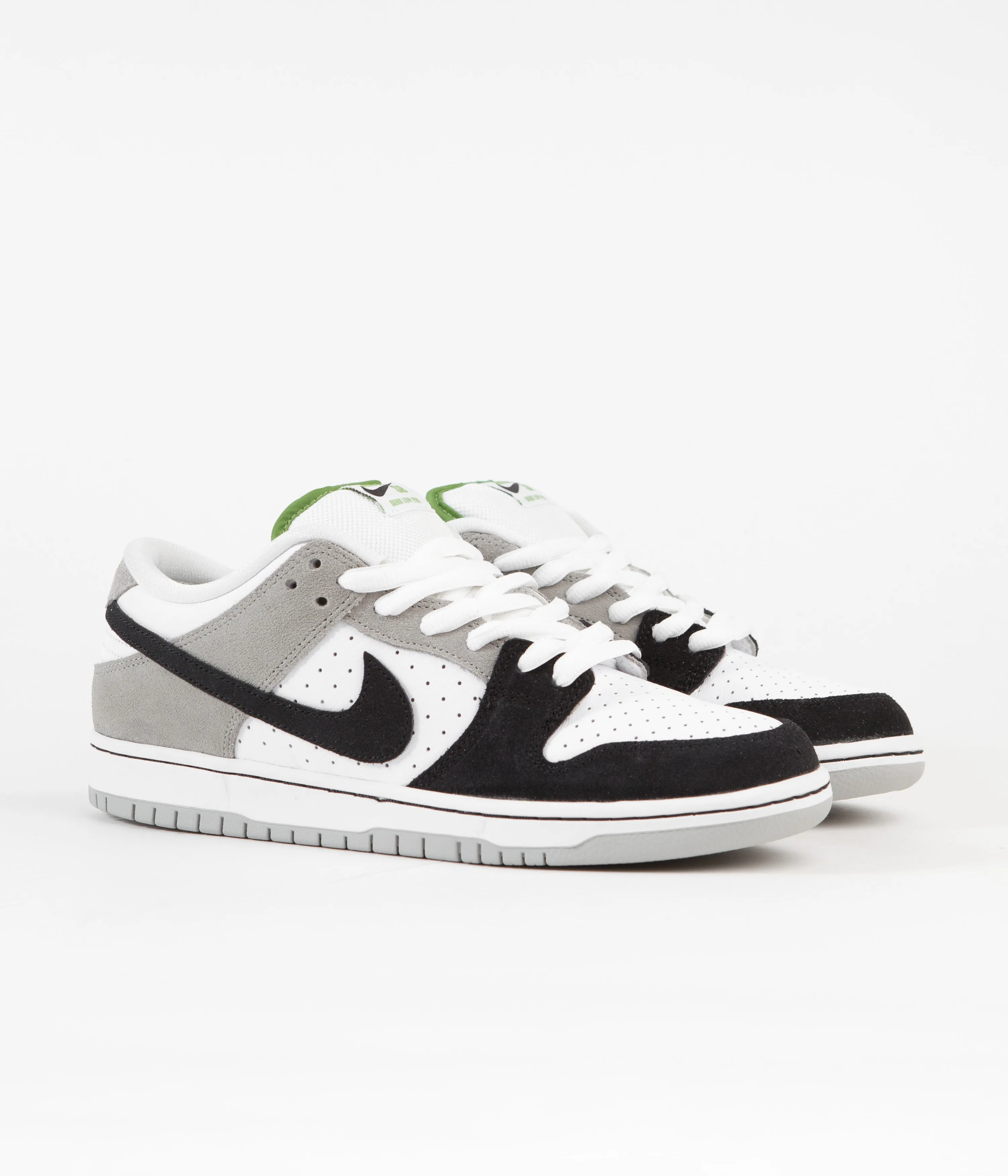 Nike SB Dunk Low Pro 'Chlorophyll' Shoes - Medium Grey / Black - White - Chlorophyll