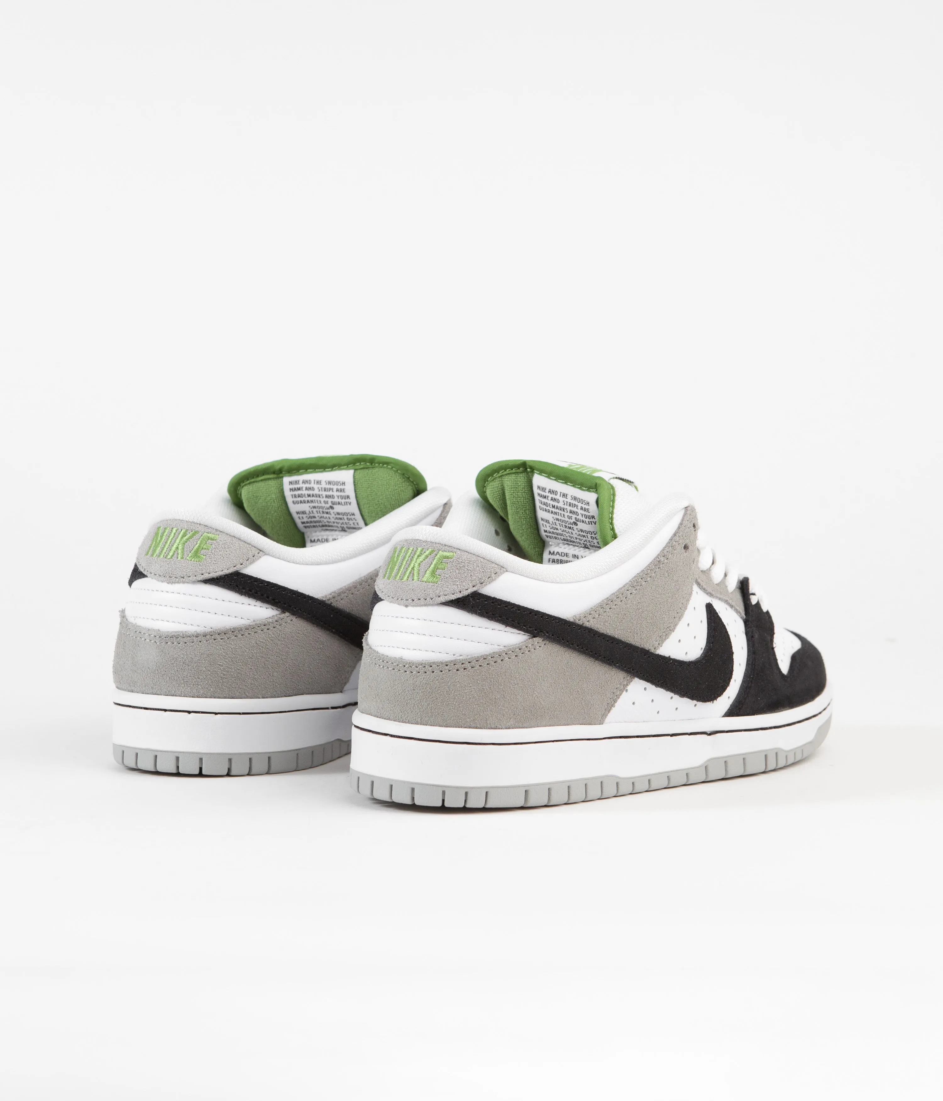 Nike SB Dunk Low Pro 'Chlorophyll' Shoes - Medium Grey / Black - White - Chlorophyll