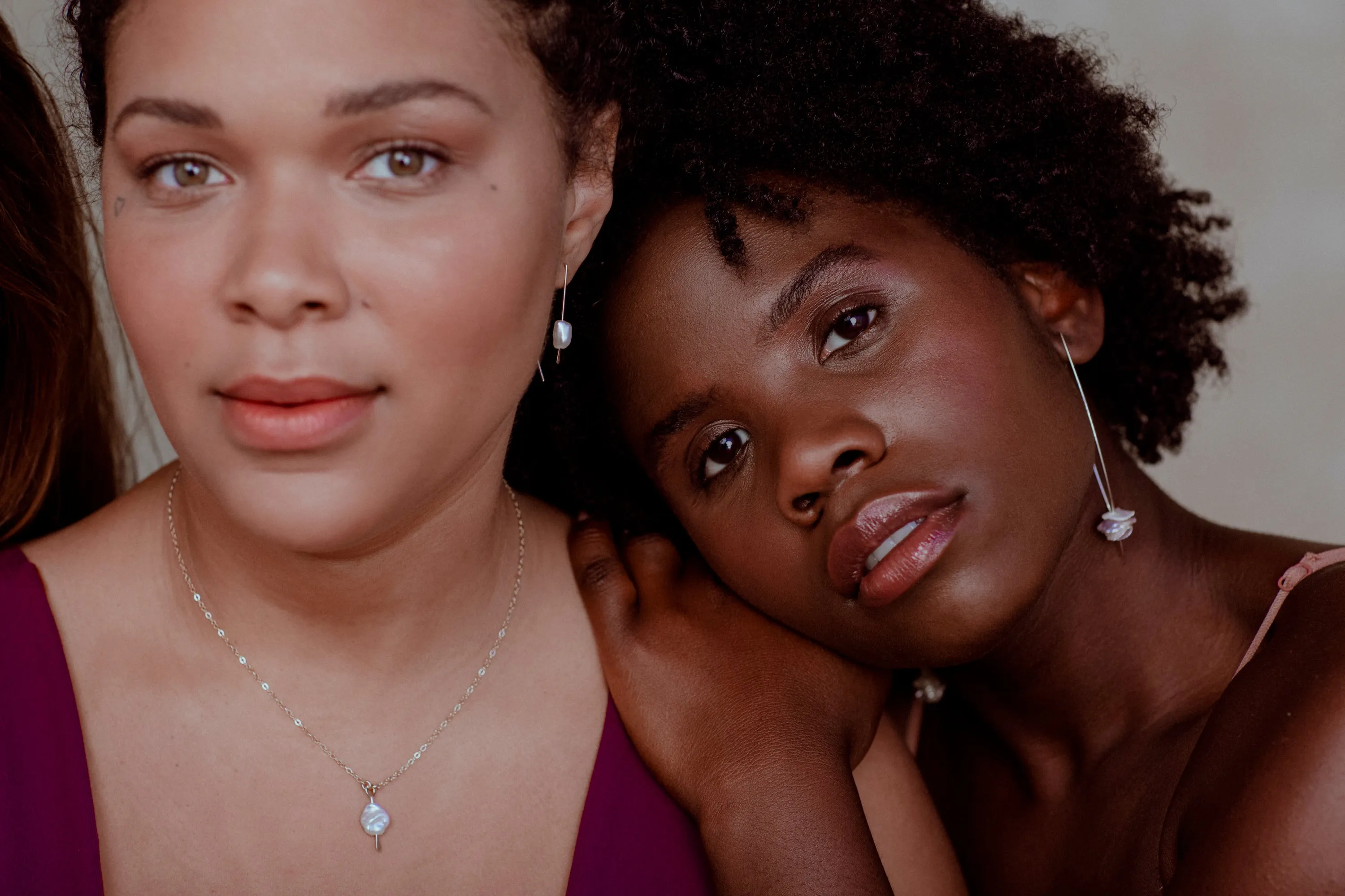 Organic Pearl Crescent Earring