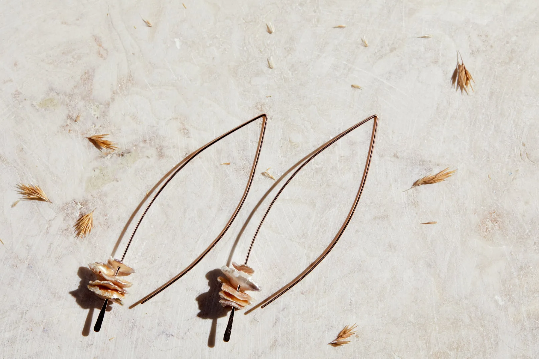 Organic Pearl Crescent Earring