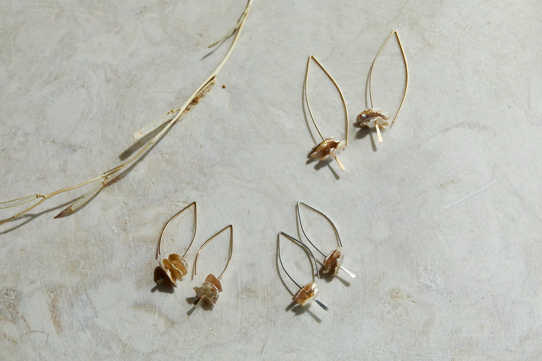 Organic Pearl Crescent Earring