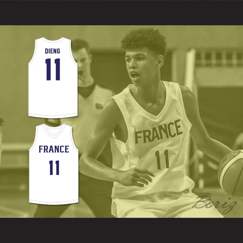 Ousmane Dieng 11 France White Basketball Jersey 2