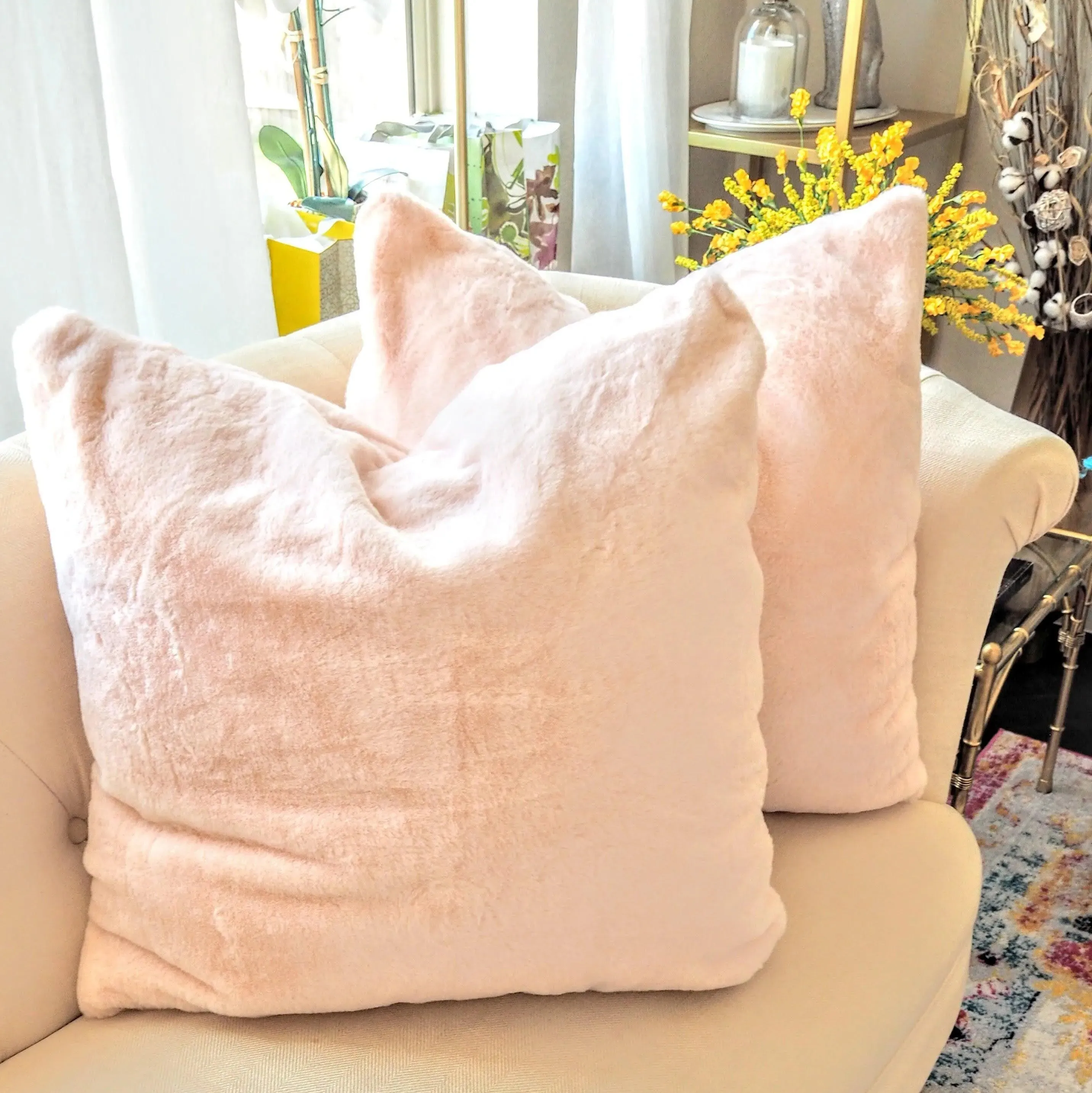 Pack of 4 Faux Fur Euro Throw Pillow Covers 26" x 26"