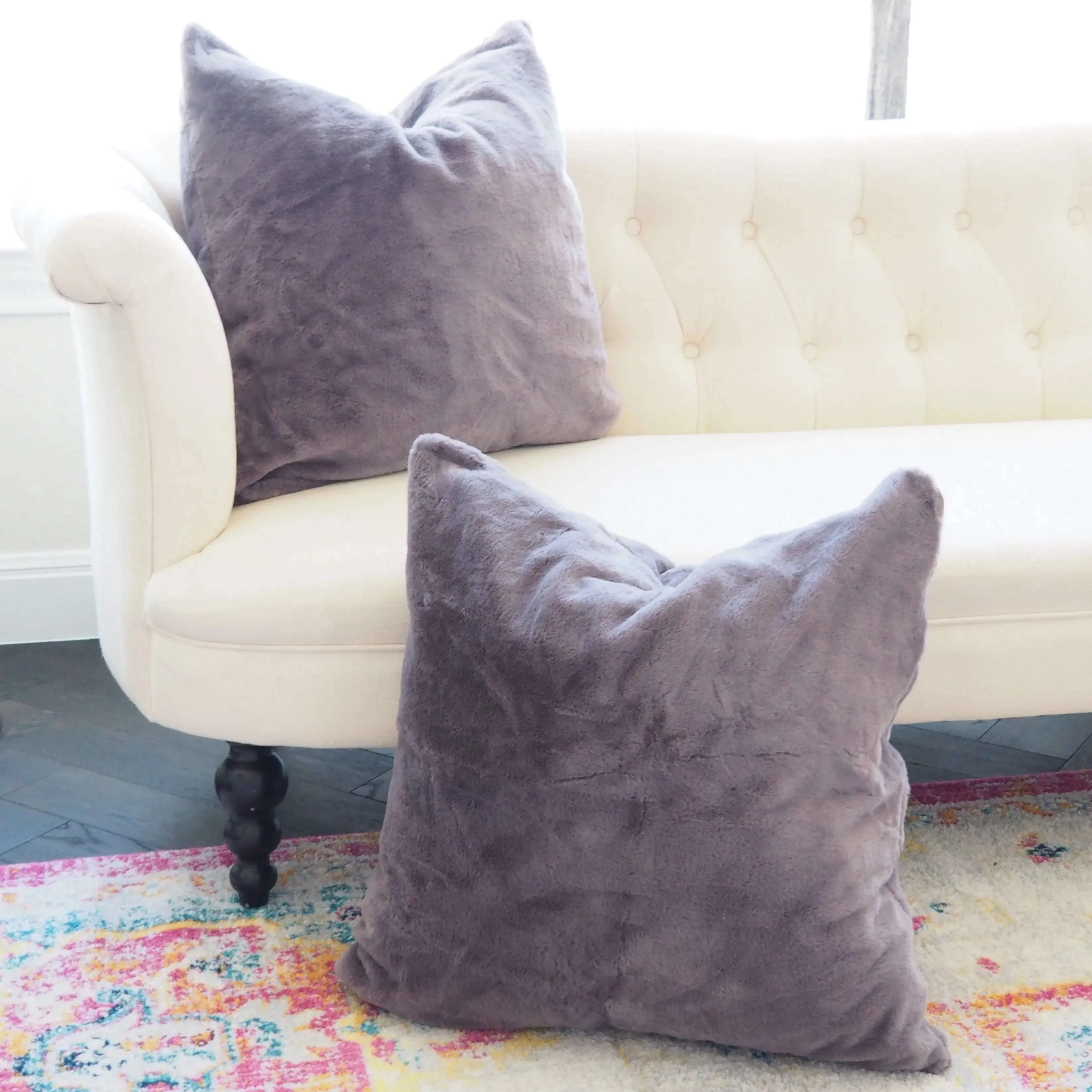 Pack of 4 Faux Fur Euro Throw Pillow Covers 26" x 26"