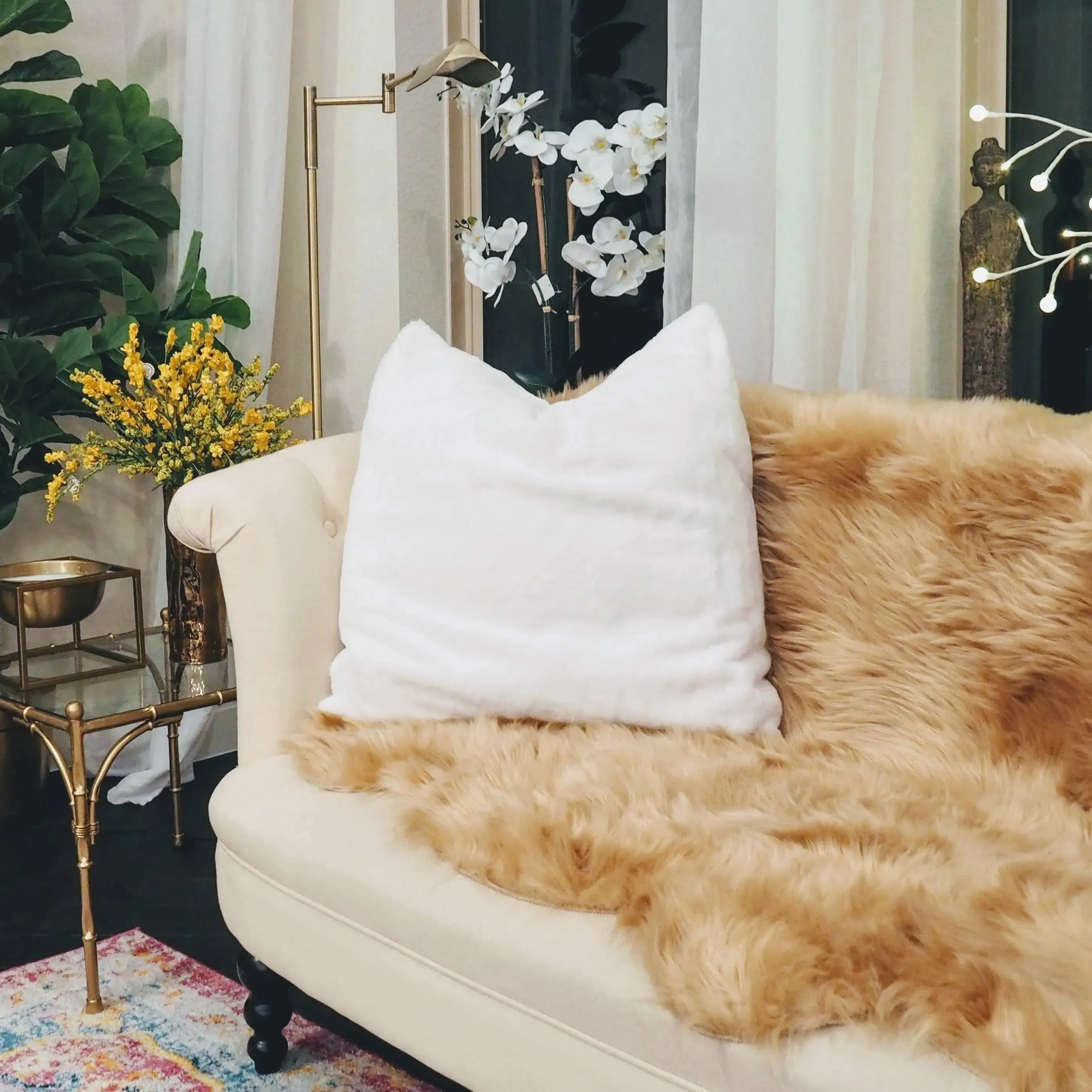 Pack of 4 Faux Fur Euro Throw Pillow Covers 26" x 26"