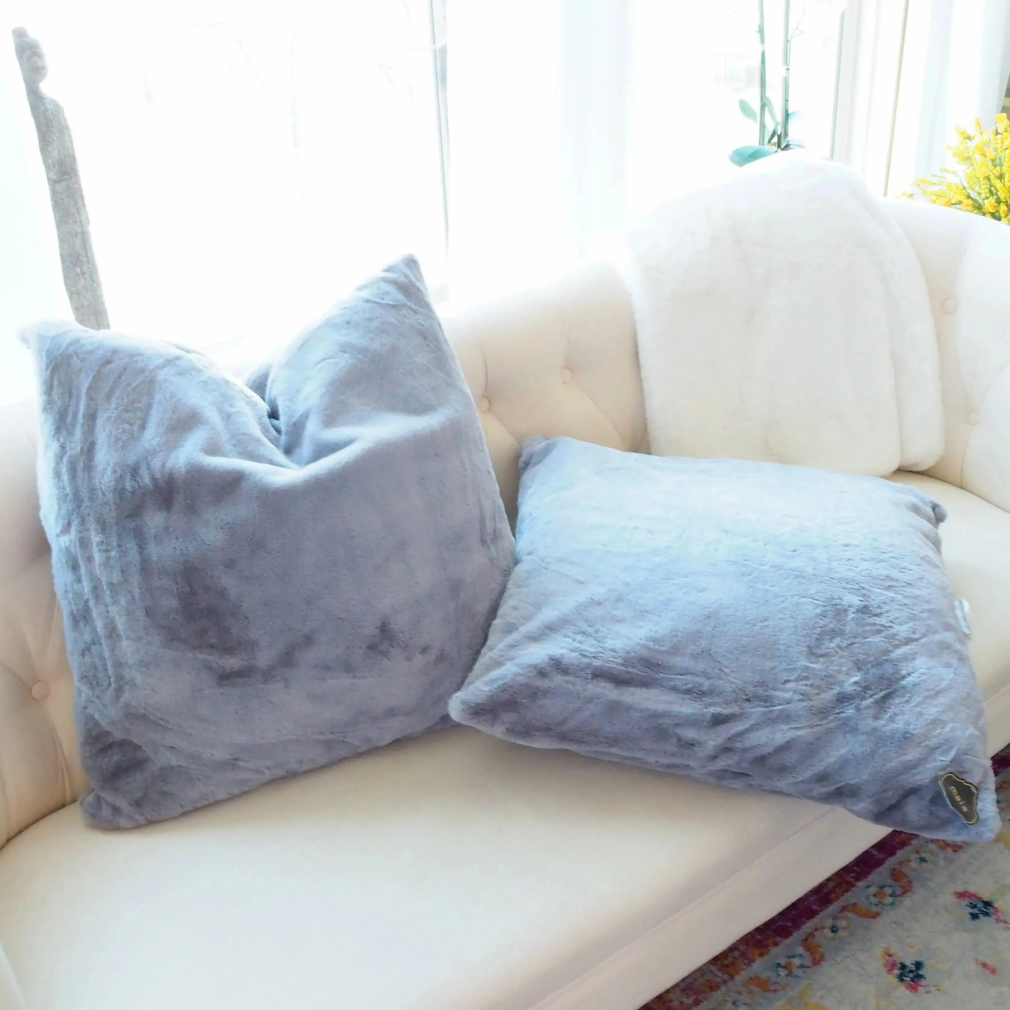 Pack of 4 Faux Fur Euro Throw Pillow Covers 26" x 26"