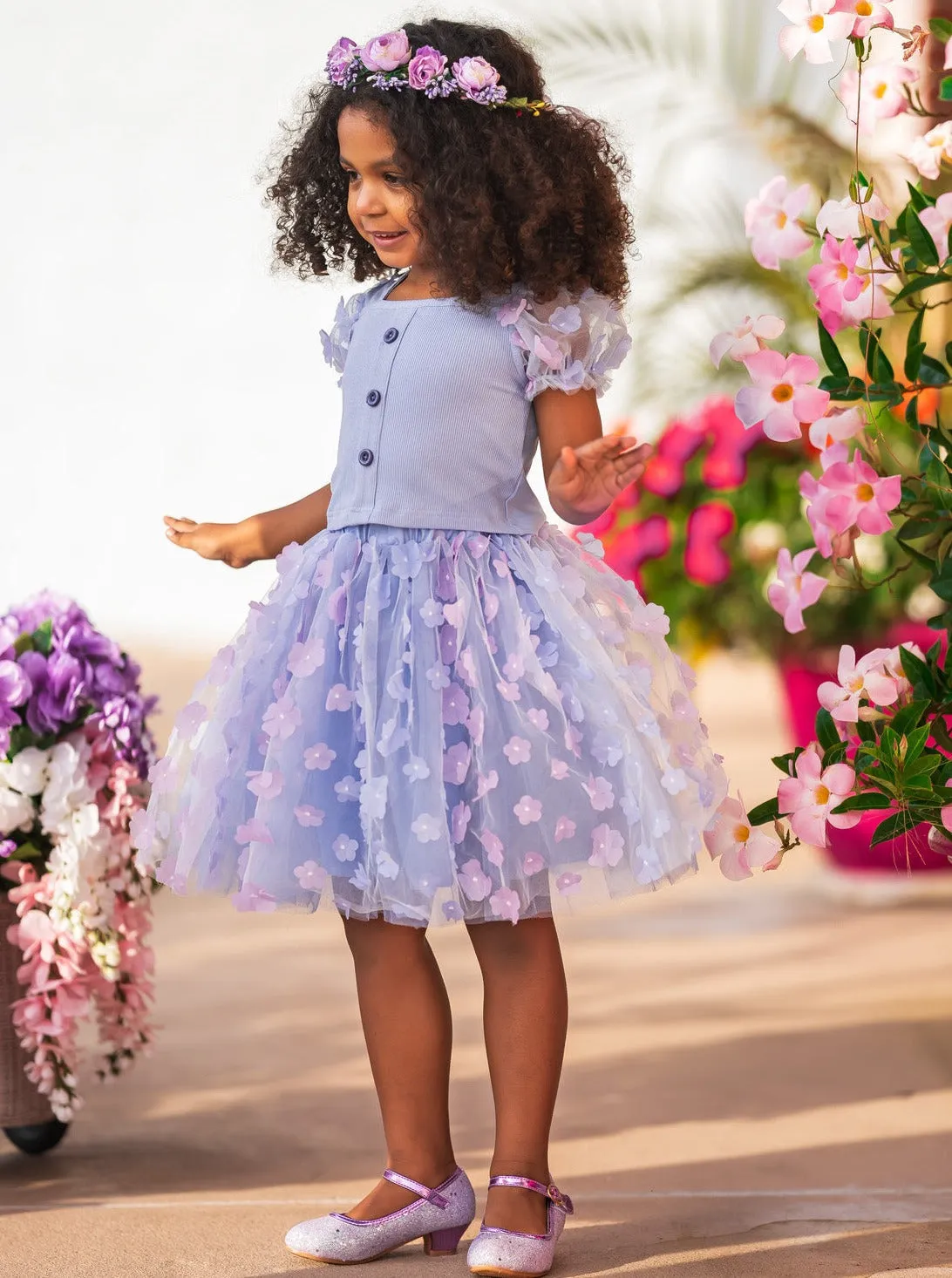 Pastel Blooms Floral Tulle Skirt Set