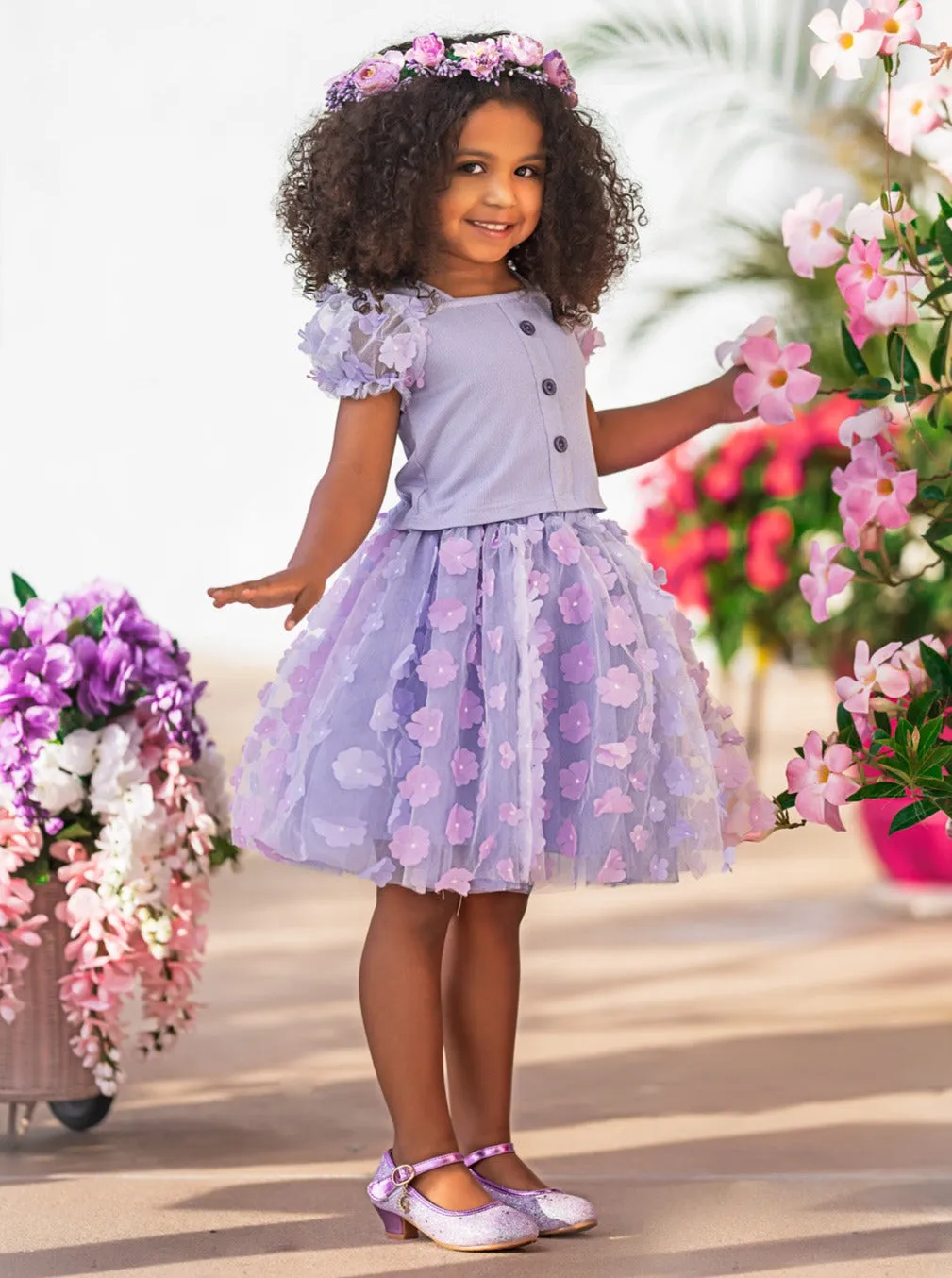 Pastel Blooms Floral Tulle Skirt Set