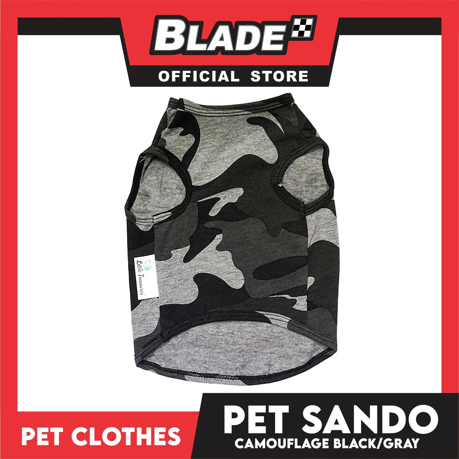 Pet Sando Camouflage Black/Gray (Extra Large) Pet Shirt Clothes Dress Perfect fit for Dogs