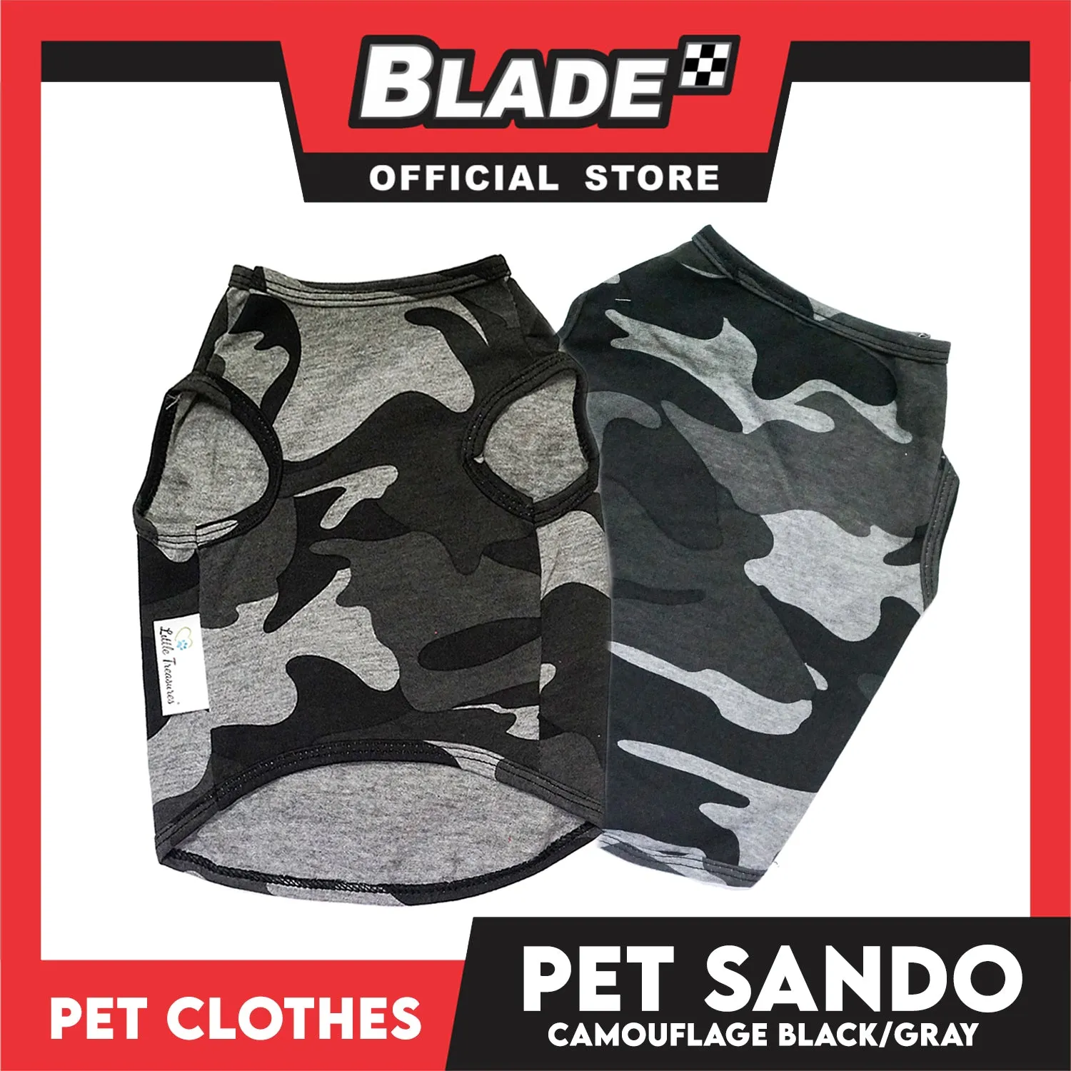 Pet Sando Camouflage Black/Gray (Extra Large) Pet Shirt Clothes Dress Perfect fit for Dogs