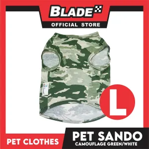 Pet Sando Camouflage Green/White (Large) Pet Shirt Clothes Dress Perfect fit for Dogs