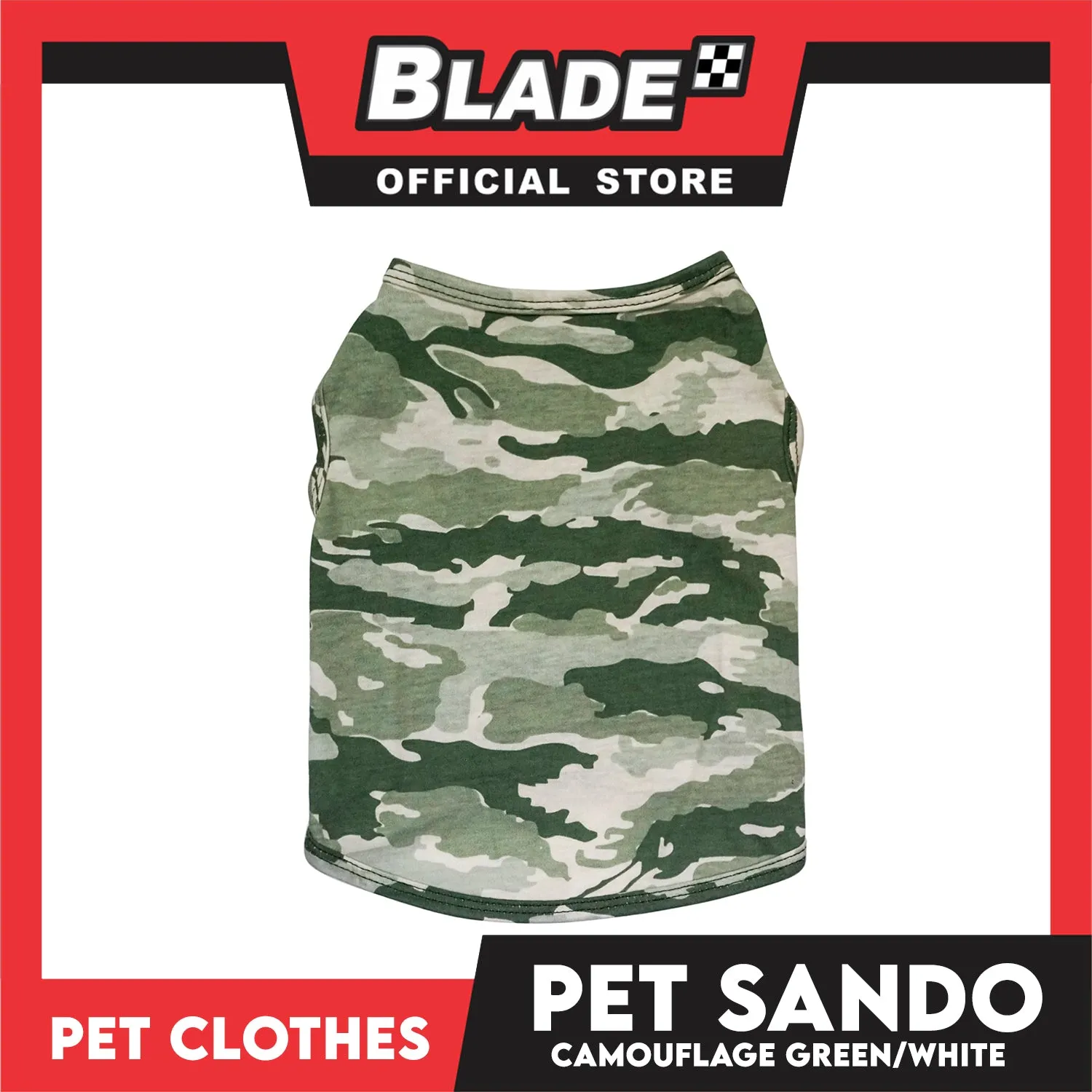 Pet Sando Camouflage Green/White (Large) Pet Shirt Clothes Dress Perfect fit for Dogs