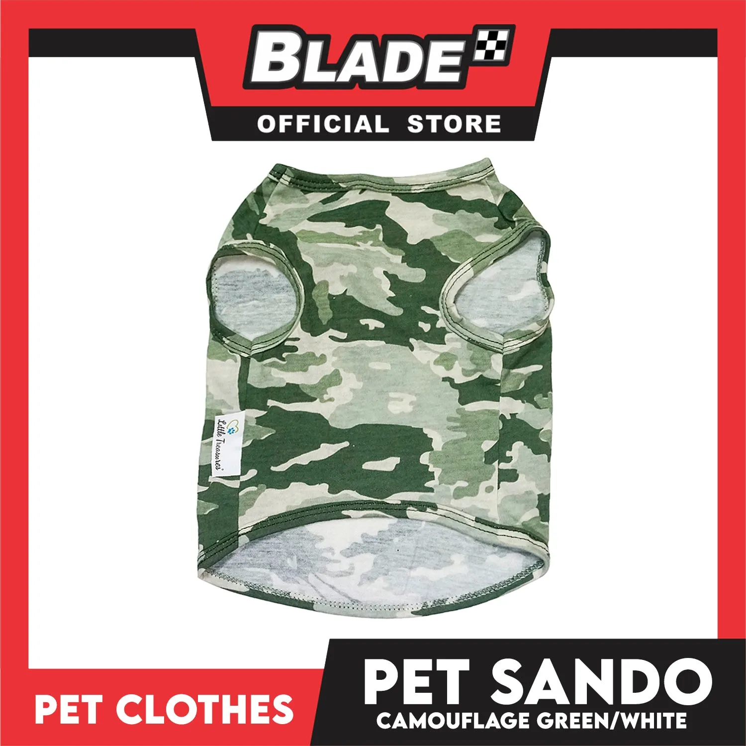 Pet Sando Camouflage Green/White (Large) Pet Shirt Clothes Dress Perfect fit for Dogs