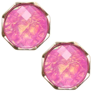 Pink Iridescent Faux Gemstone Post Earrings