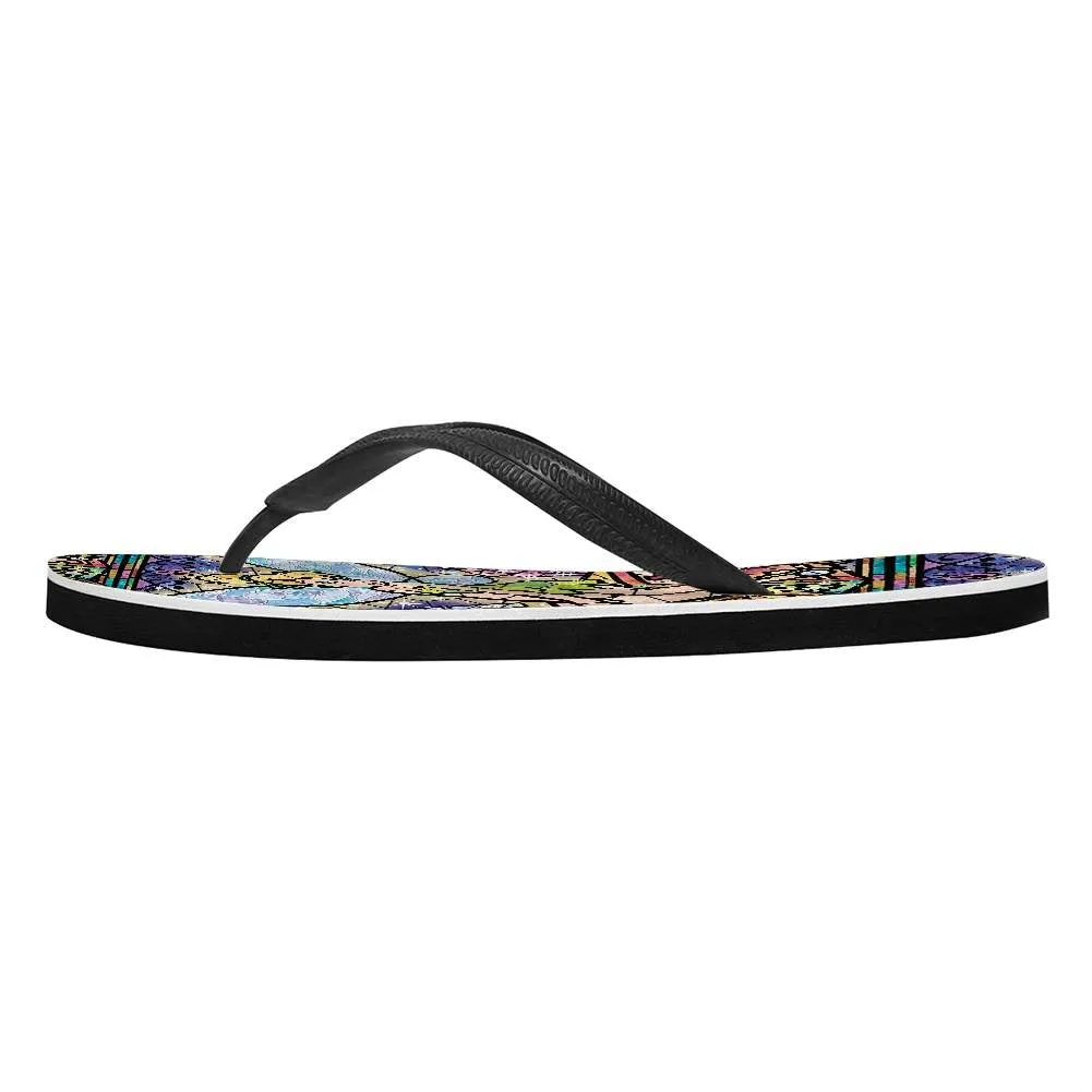 Pink Zebra Flip Flops