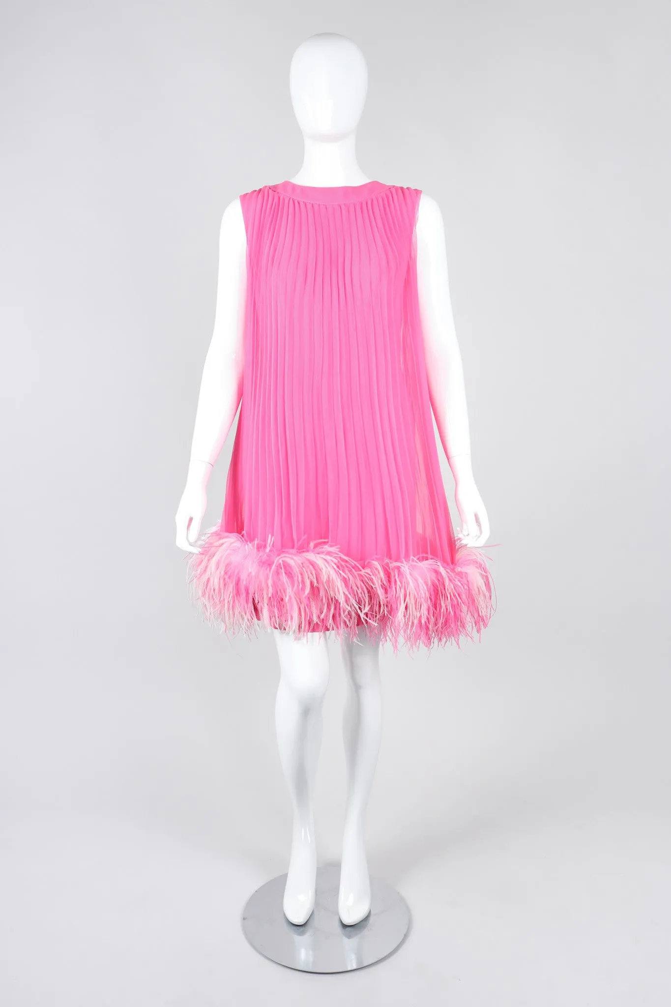 Pleated Feather Trapeze Dress