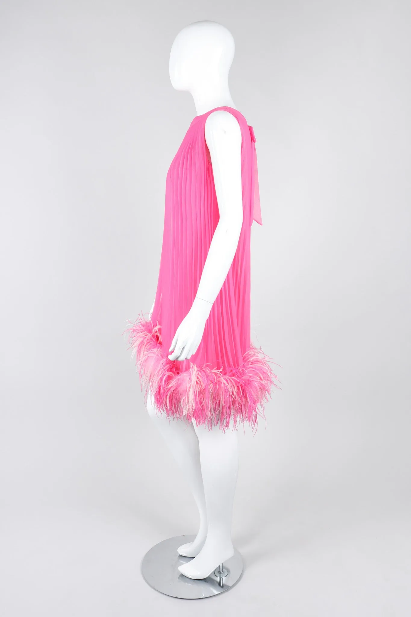 Pleated Feather Trapeze Dress