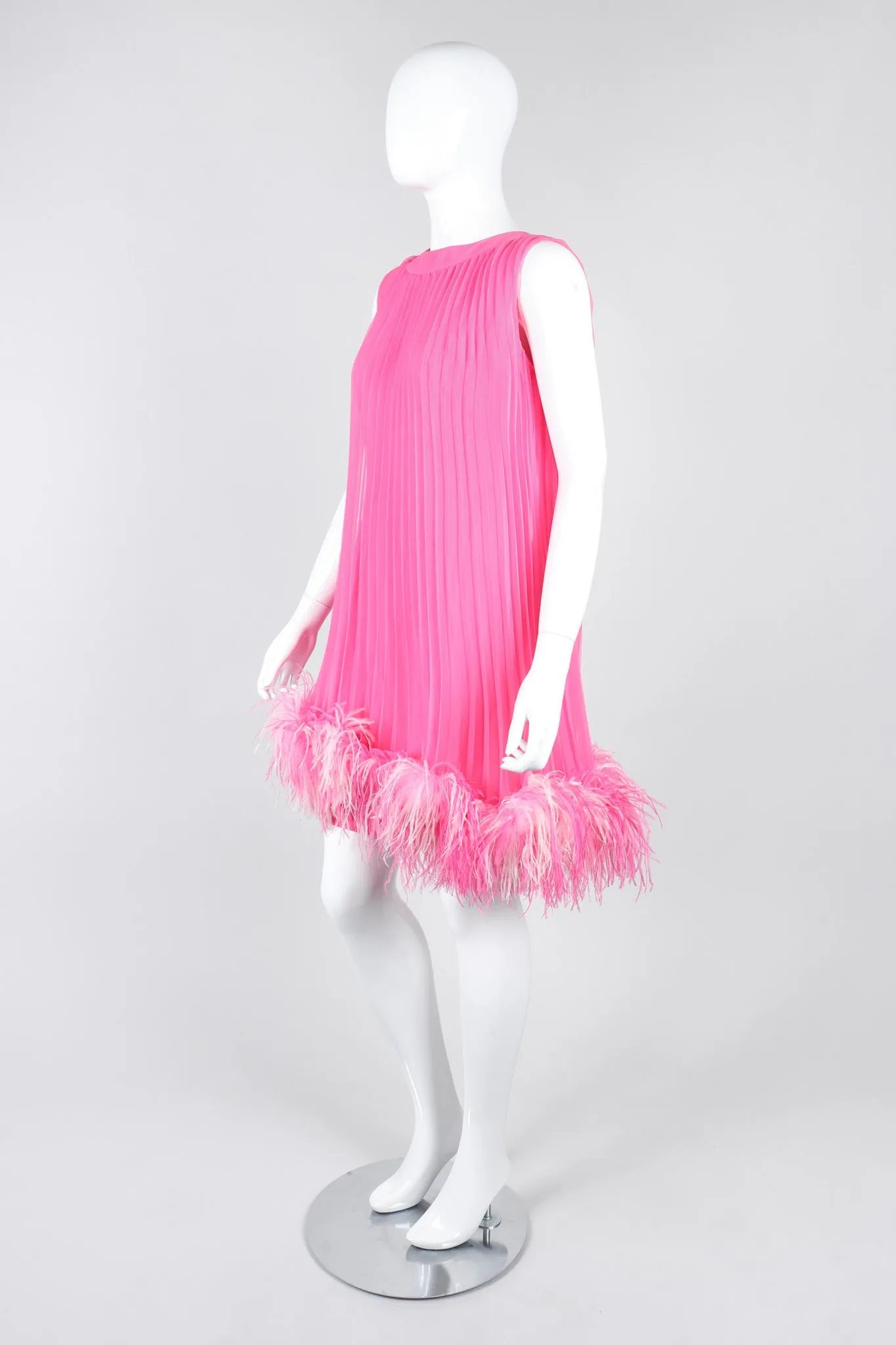 Pleated Feather Trapeze Dress