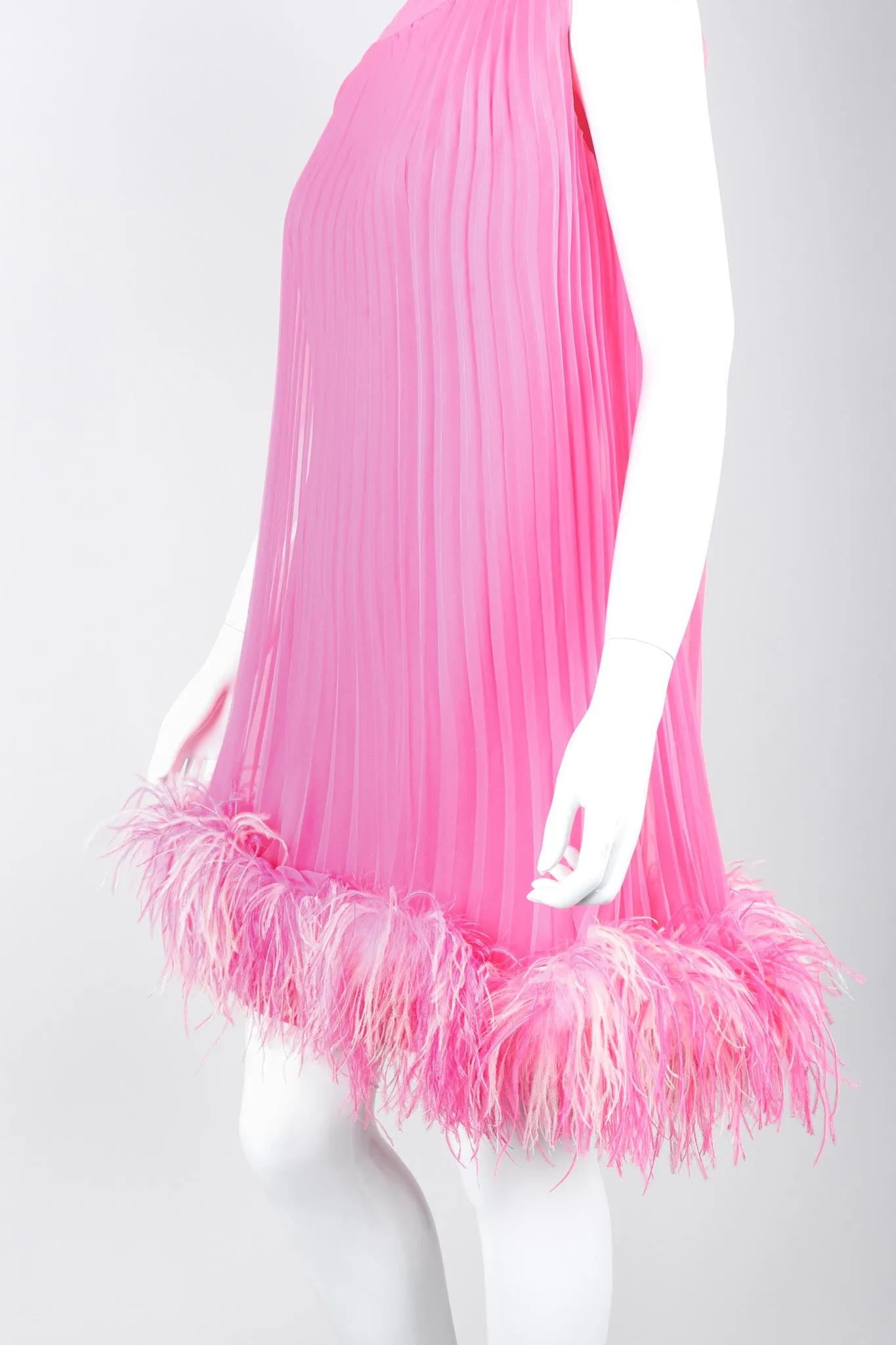 Pleated Feather Trapeze Dress