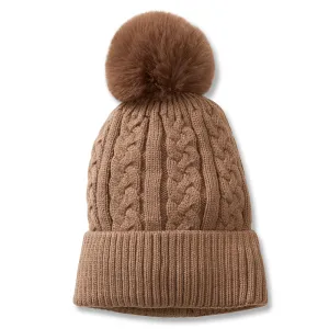 Pom Beanie Brown Woman's Hat