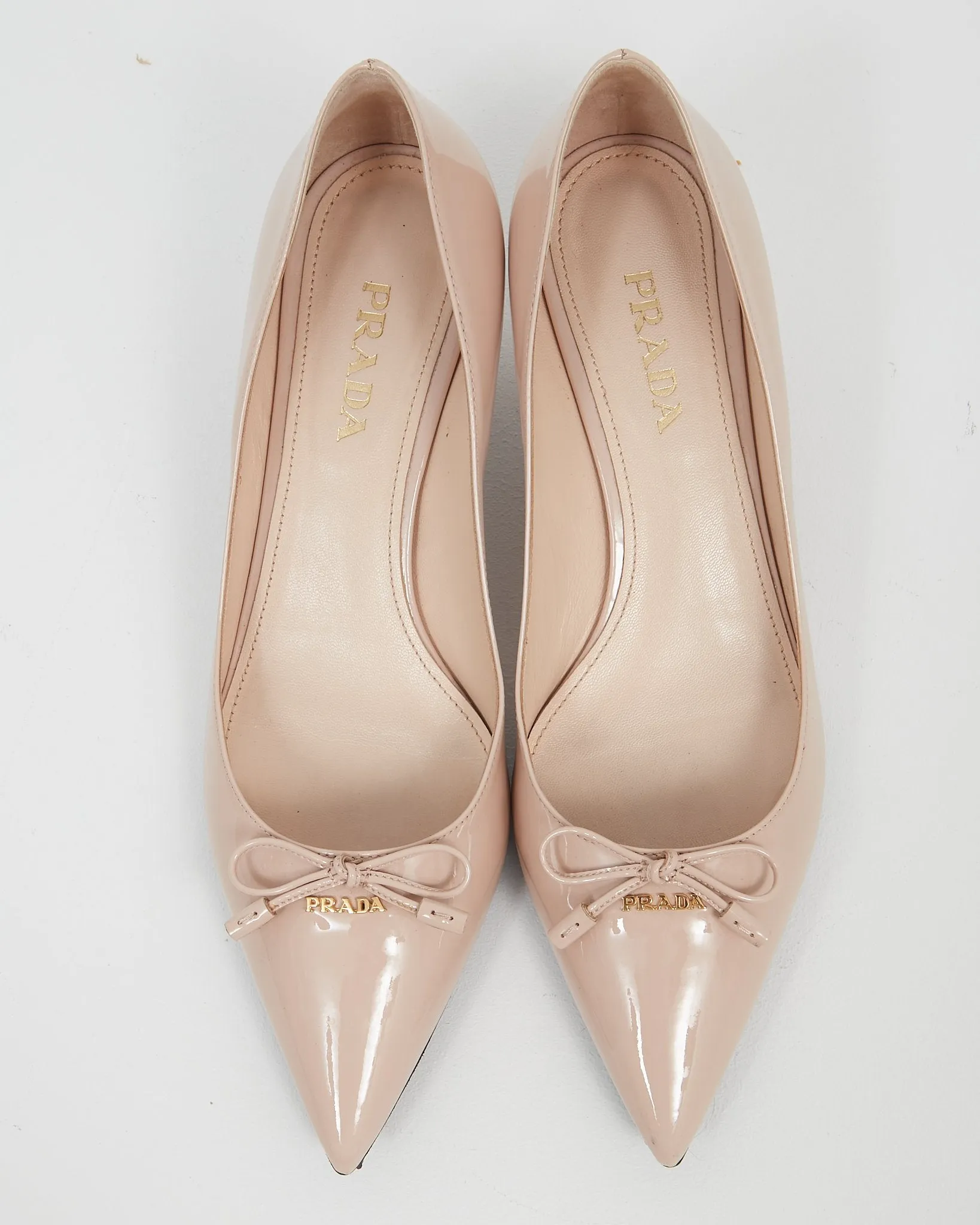 Prada Nude Patent Point Toe Pump - 39