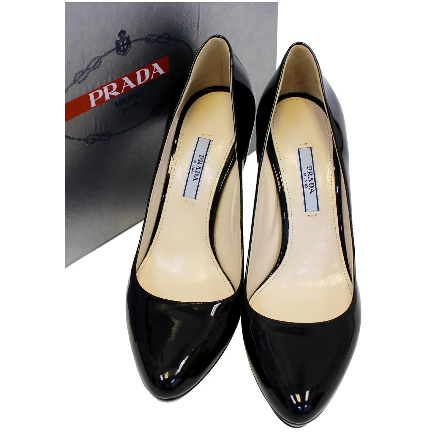 PRADA Patent Leather Pumps Black US 7