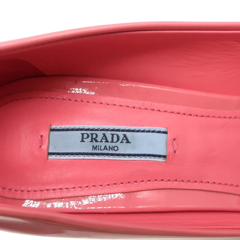 Prada Square Toe Pumps Pink Patent Leather Size 38.5 NEW