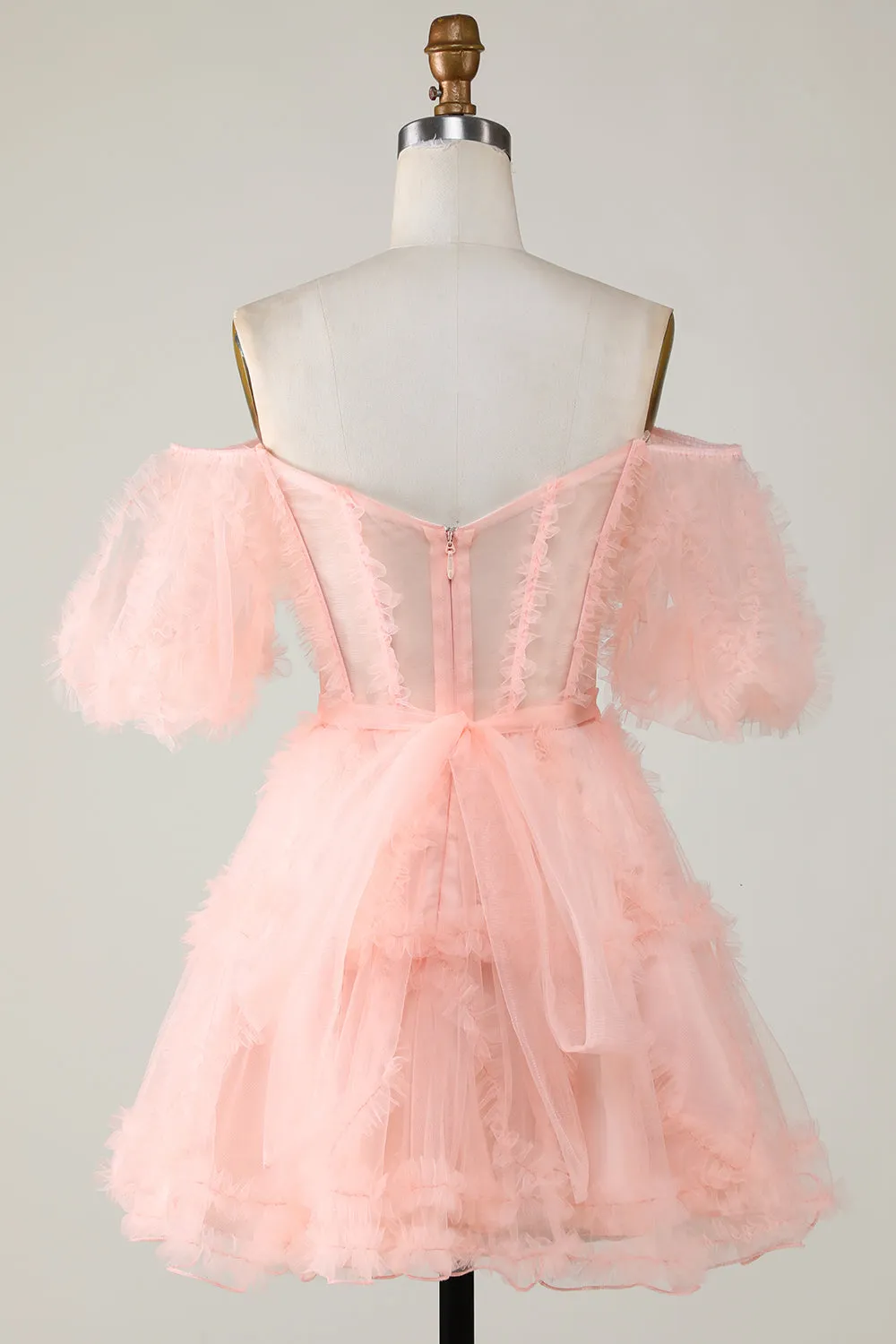 Purple Stylish A Line Off the Shoulder Tulle Corset Homecoming Dress
