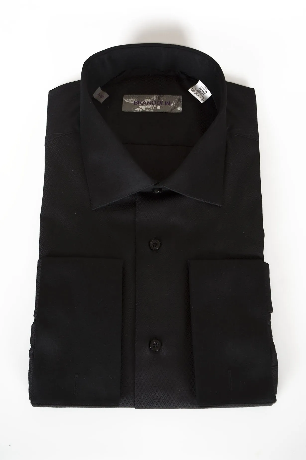 "Monticello" Black Laydown Tuxedo Shirt