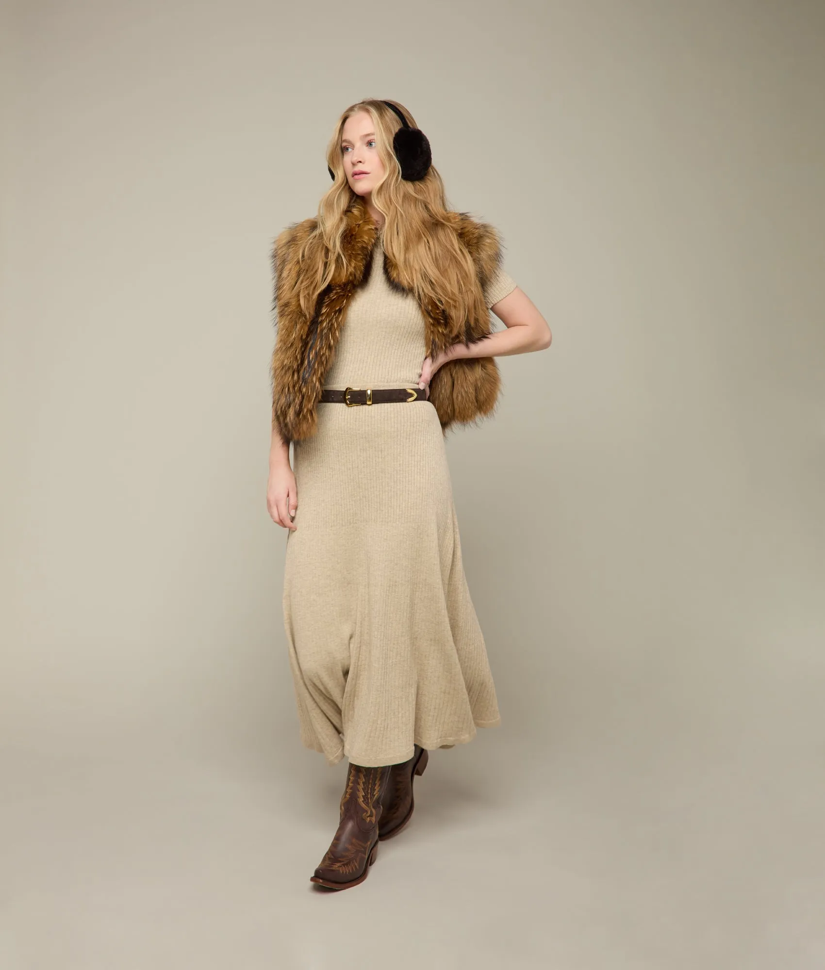 Rabbit Fur Earmuffs :: Chocolate