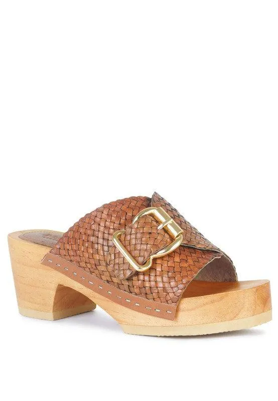 Rag Company Braided Leather Buckled Slide Clogs