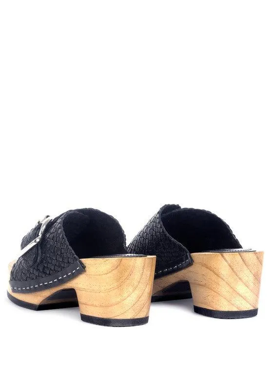 Rag Company Braided Leather Buckled Slide Clogs