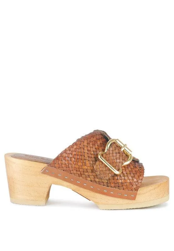 Rag Company Braided Leather Buckled Slide Clogs