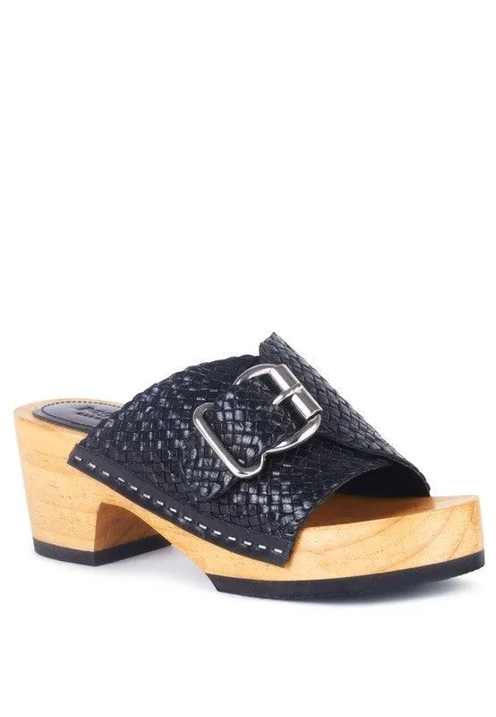 Rag Company Braided Leather Buckled Slide Clogs