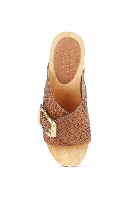 Rag Company Braided Leather Buckled Slide Clogs