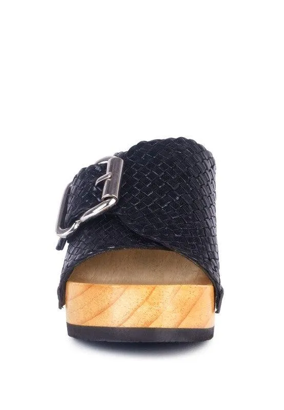 Rag Company Braided Leather Buckled Slide Clogs