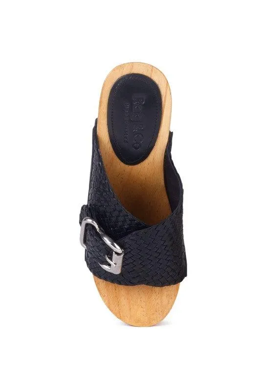 Rag Company Braided Leather Buckled Slide Clogs