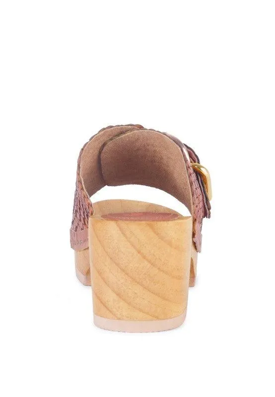 Rag Company Braided Leather Buckled Slide Clogs