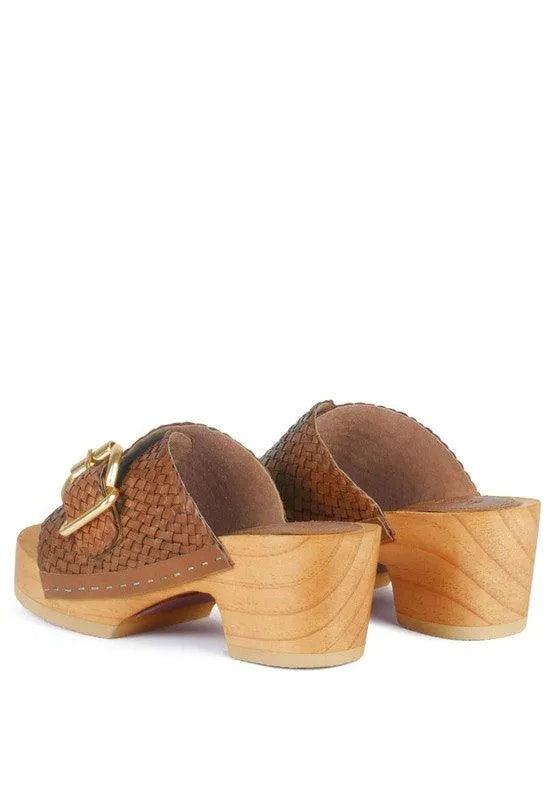 Rag Company Braided Leather Buckled Slide Clogs