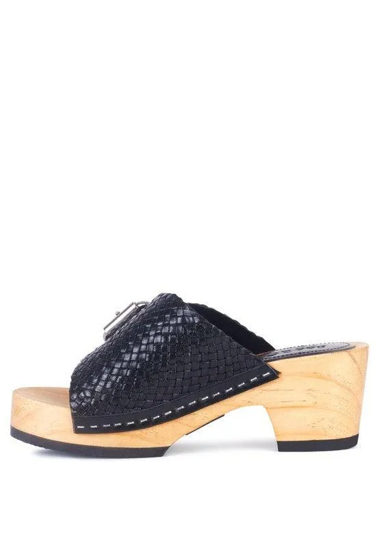 Rag Company Braided Leather Buckled Slide Clogs