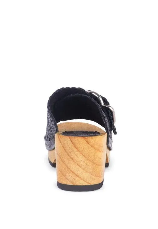 Rag Company Braided Leather Buckled Slide Clogs