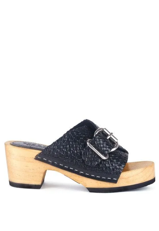 Rag Company Braided Leather Buckled Slide Clogs