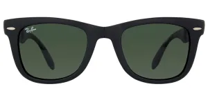 Ray-Ban Folding Wayfarer RB 4105 601S Wayfarer Plastic Black Sunglasses with Green Lens