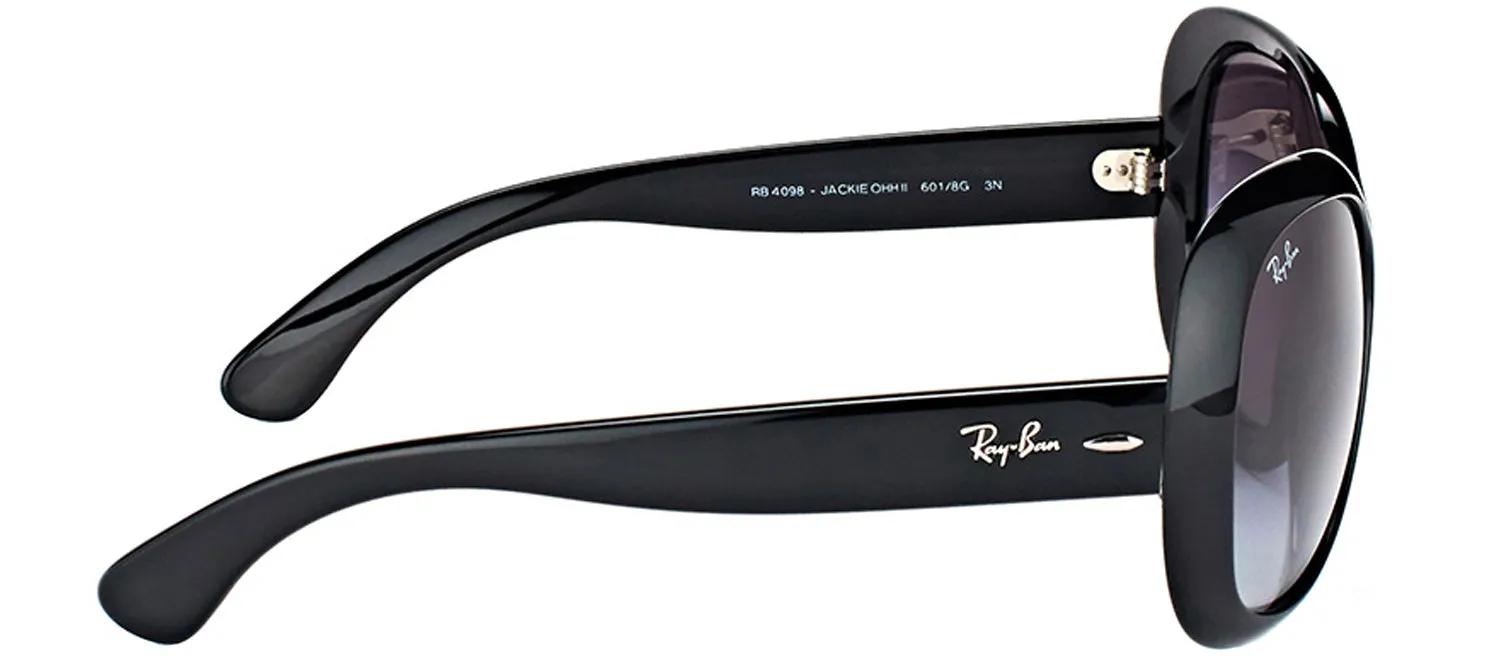 Ray-Ban Jackie Ohh II RB 4098 601/8G Oval Plastic Black Sunglasses with Grey Gradient Lens